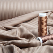 Тканина сатин для постільної білизни в смужку V-69 кава