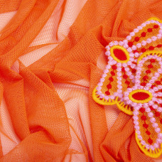 Тканина сітка стрейч м'яка однотонна V-1500 помаранч