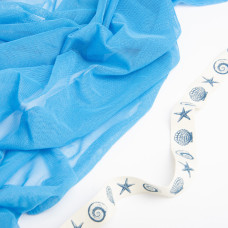 Тканина сітка стрейч м'яка однотонна V-1250 т/блакитн.