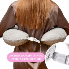 Подушка для годування диванчик 60х70х16 см бавовна антиалергенна з блискавкою сіра натуральна