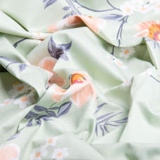 Тканина декоративна Прем'єр Сатин Квіти з водовідштовхувальним просоченням м'ята