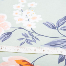 Тканина декоративна Прем'єр Сатин Квіти з водовідштовхувальним просоченням м'ята