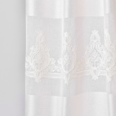 Тканина тюль рогожка з вишивкою Luiza молоко