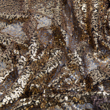 Тканина сітка з паєтками чорне золото