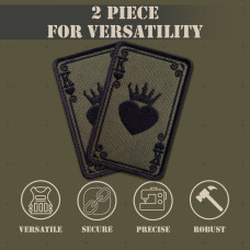 Набір шевронів 2 шт на липучці «Карта Король Чирв», Король, хакі, вишита нашивка, патч з липучкою