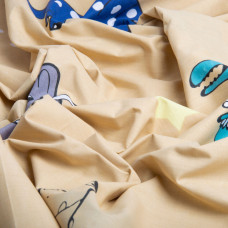 Тканина бязь бавовна GOLD LUX пл 125 г/м2 V-GLux-4675 Letis go Діно беж