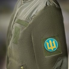 Набір шевронів 2 шт на липучці Морська піхота Тризуб круглий жовто-блакитний 8 см вишитий патч нашивка шеврон