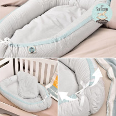 Кокон позиціонер для сну немовлят SEI DESIGN бавовна 88х60х12 см гніздечко натуральна тканина антиалергенний