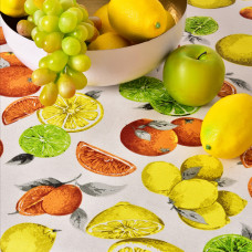 Скатертина IDEIA 140х170 см бавовняна скатертина з водовідштовхувальним покриттям, принт Фрукти