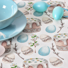 Скатертина IDEIA 170х260 см бавовняна скатертина з водовідштовхувальним покриттям, великодній принт святкова