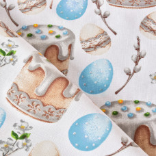 Скатертина IDEIA 170х260 см бавовняна скатертина з водовідштовхувальним покриттям, великодній принт святкова