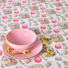 Скатертина IDEIA 170х260 см – бавовняна скатертина з водовідштовхувальним покриттям, великодній принт святкова