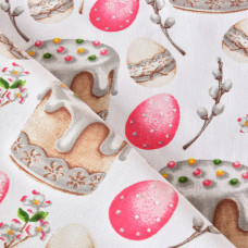 Скатертина IDEIA 170х260 см – бавовняна скатертина з водовідштовхувальним покриттям, великодній принт святкова