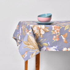 Скатертина IDEIA 140х170 см бавовняна скатертина з водовідштовхувальним покриттям, принт Колібрі Джинс