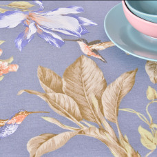 Скатертина IDEIA 140х170 см бавовняна скатертина з водовідштовхувальним покриттям, принт Колібрі Джинс