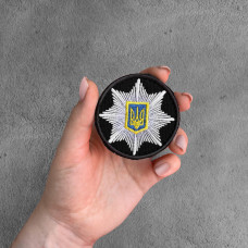 Набір шевронів 2 шт на липучці Кокарда Поліція кругла 6 см вишитий патч нашивка шеврон Поліції