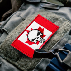 Набір шевронів 2 шт з липучкою Череп Карателя на Прапорі Канади 5х8 см вишитий патч нашивка Канада Каратель Punisher