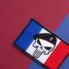 Набір шевронів 2 шт з липучкою Череп на Прапорі Франції 5х8 см вишитий патч нашивка Франція Punisher