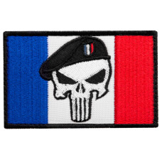 Набір шевронів 2 шт з липучкою Череп на Прапорі Франції 5х8 см вишитий патч нашивка Франція Punisher