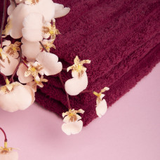 Рушник махровий банний 70х130 Хвиля щіл 450 г/м2 бавовна бордо натуральний для тіла