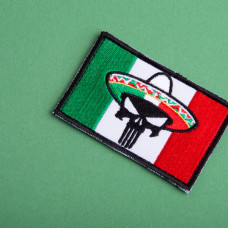 Набір шевронів 2 шт. з липучкою Череп Карателя Punisher у капелюсі Прапор Мексики, вишитий патч нашивка 5х8 см