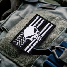 Набір шевронів 2 шт з липучкою Череп Карателя Прапор США пожежника, пожежник 5х8 см патч нашивка шеврон