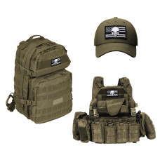 Набір шевронів 2 шт з липучкою Череп Карателя Прапор США пожежника, пожежник 5х8 см патч нашивка шеврон