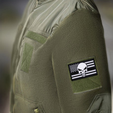 Набір шевронів 2 шт з липучкою Череп Карателя Прапор США пожежника, пожежник 5х8 см патч нашивка шеврон