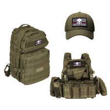 Набір шевронів 2 шт з липучкою Череп Карателя Прапор США пожежник пожежника 5х8 см патч нашивка Punisher