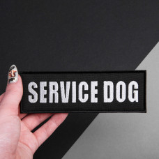 Набір шевронів 4 шт з липучкою Service Dog для службових собак, кінологів, кінологічна служба, нашивка патч шеврон
