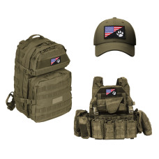 Набір шевронів 2 шт з липучкою Прапор США та лапка для службових собак, K-9, кінологів, кінологічна служба