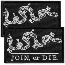 Набір шевронів 2 шт. з липучкою JOIN or DIE чорний 5х8 см, Приєднуйся або умрі, вишитий патч символ єдності