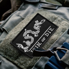 Набір шевронів 2 шт. з липучкою JOIN or DIE чорний 5х8 см, Приєднуйся або умрі, вишитий патч символ єдності