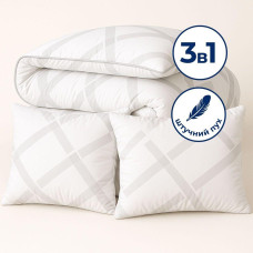 Набір спальний ковдра 200х220 см та 2 шт подушка 50х70 см Elegantly IDEIA аналог лебединого пуху, штучний пух