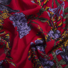 Ткань вискоза плательная Муслин 140 см, 90 гр/м2 для платьев, блузок, юбок, халатов, костюмов гіацинт на червоному