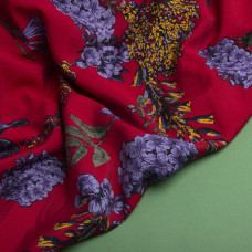 Ткань вискоза плательная Муслин 140 см, 90 гр/м2 для платьев, блузок, юбок, халатов, костюмов гіацинт на червоному