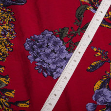 Ткань вискоза плательная Муслин 140 см, 90 гр/м2 для платьев, блузок, юбок, халатов, костюмов гіацинт на червоному