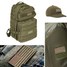 Набір шевронів 2 шт з липучкою Прапор США, Америки 5х8 см хакі, тактичний, мілітарі нашивка, вишитий патч