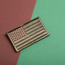 Набір шевронів 2 шт з липучкою Прапор США, Америки 5х8 см хакі, тактичний, мілітарі нашивка, вишитий патч