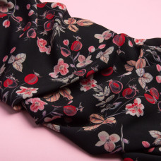 Тканина для одягу плательна Super soft 65 г/м2, легка, ніжна, поліестер шипшина чорна