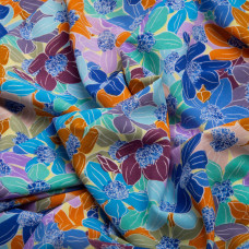 Тканина для одягу плательна Super soft 65 г/м2, легка, ніжна, поліестер квітковий рай