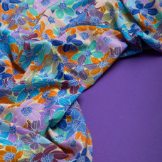 Тканина для одягу плательна Super soft 65 г/м2, легка, ніжна, поліестер квітковий рай