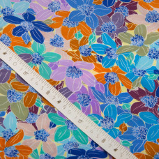 Тканина для одягу плательна Super soft 65 г/м2, легка, ніжна, поліестер квітковий рай