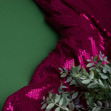 Трикотаж паєтка 228 г/м2, блискуча, блискуча тканина для вечірнього одягу малина