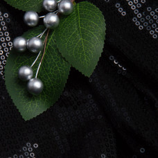 Трикотаж паєтка 228 г/м2, блискуча, блискуча тканина для вечірнього одягу чорна