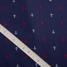 Тканина поплін, бавовна, натуральна тканина якір синя