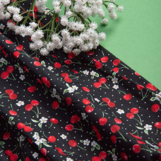 Тканина поплін, бавовна, натуральна тканина вишня/чорна