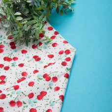 Тканина поплін, бавовна, натуральна тканина вишня біла