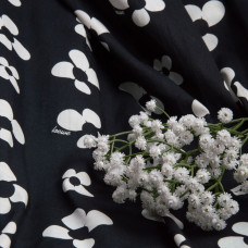 Ткань поплин, хлопок, натуральная ткань квітка чорна