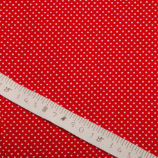 Тканина поплін, бавовна, натуральна тканина горошок червона